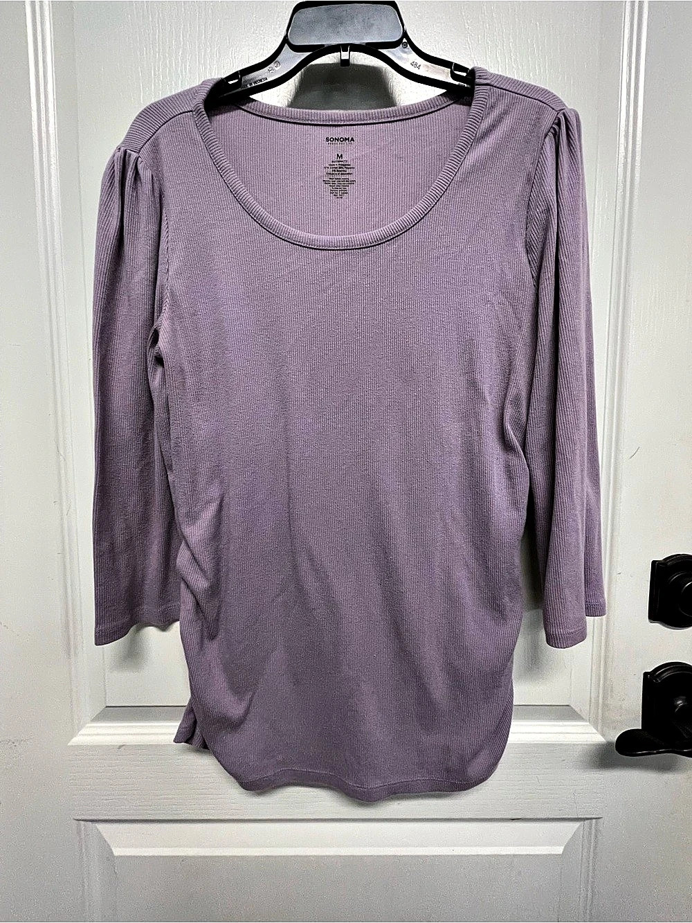 Sonoma Maternity 3/4 Length Sleeve Ribbed Top in Purple Size Medium